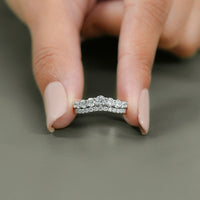 Round Cut Lab Diamond Curved Wedding Band