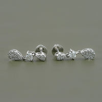 Round lab Diamond Tear Drop Dangle Earrings