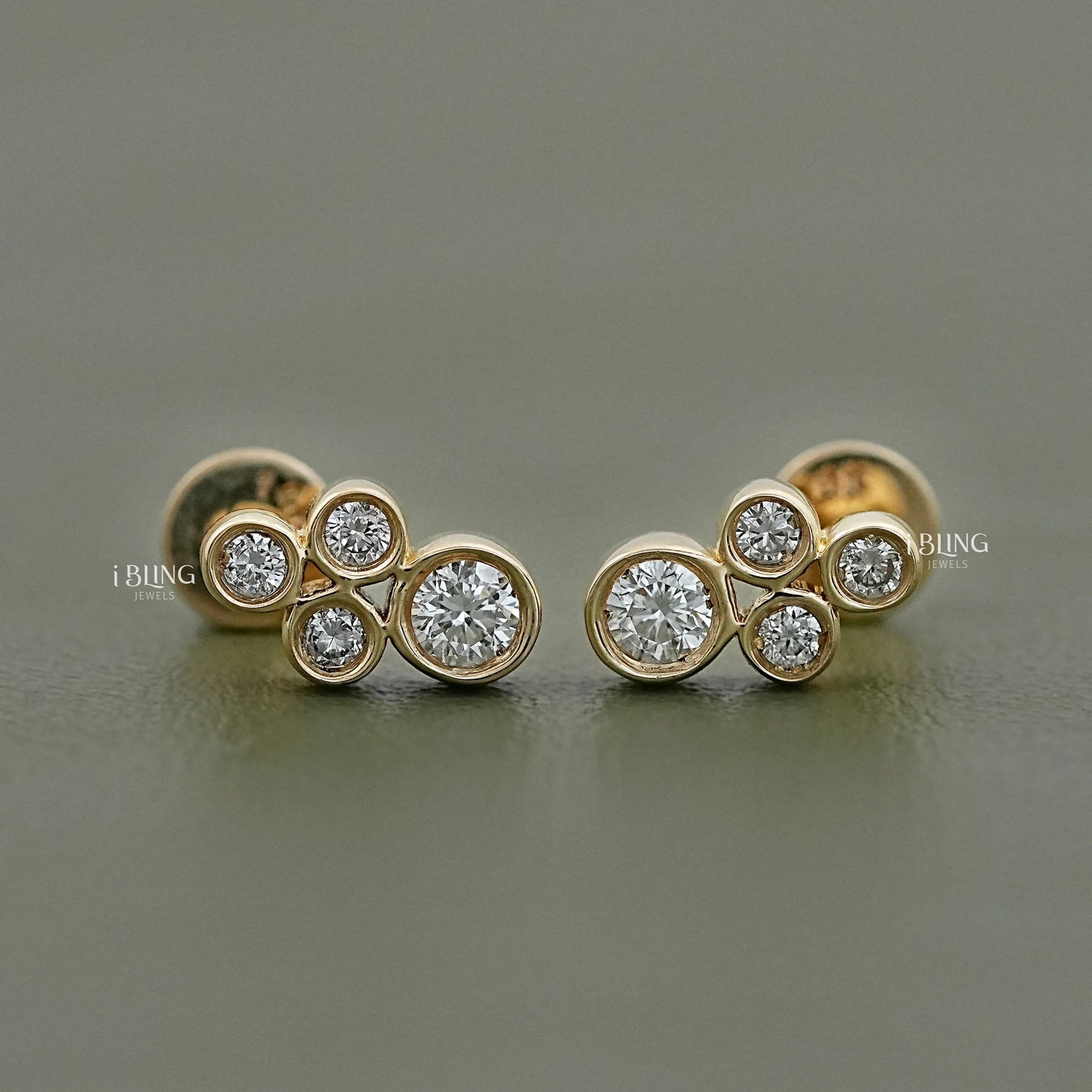 Round Cut Lab Diamond Bezel Set Stud Earrings Stud