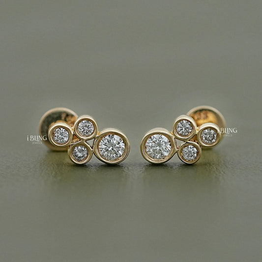 Round Cut Lab Diamond Bezel Set Stud Earrings