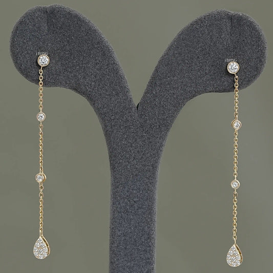 Round Lab Diamond Bezel Set Dangle Drop Earrings