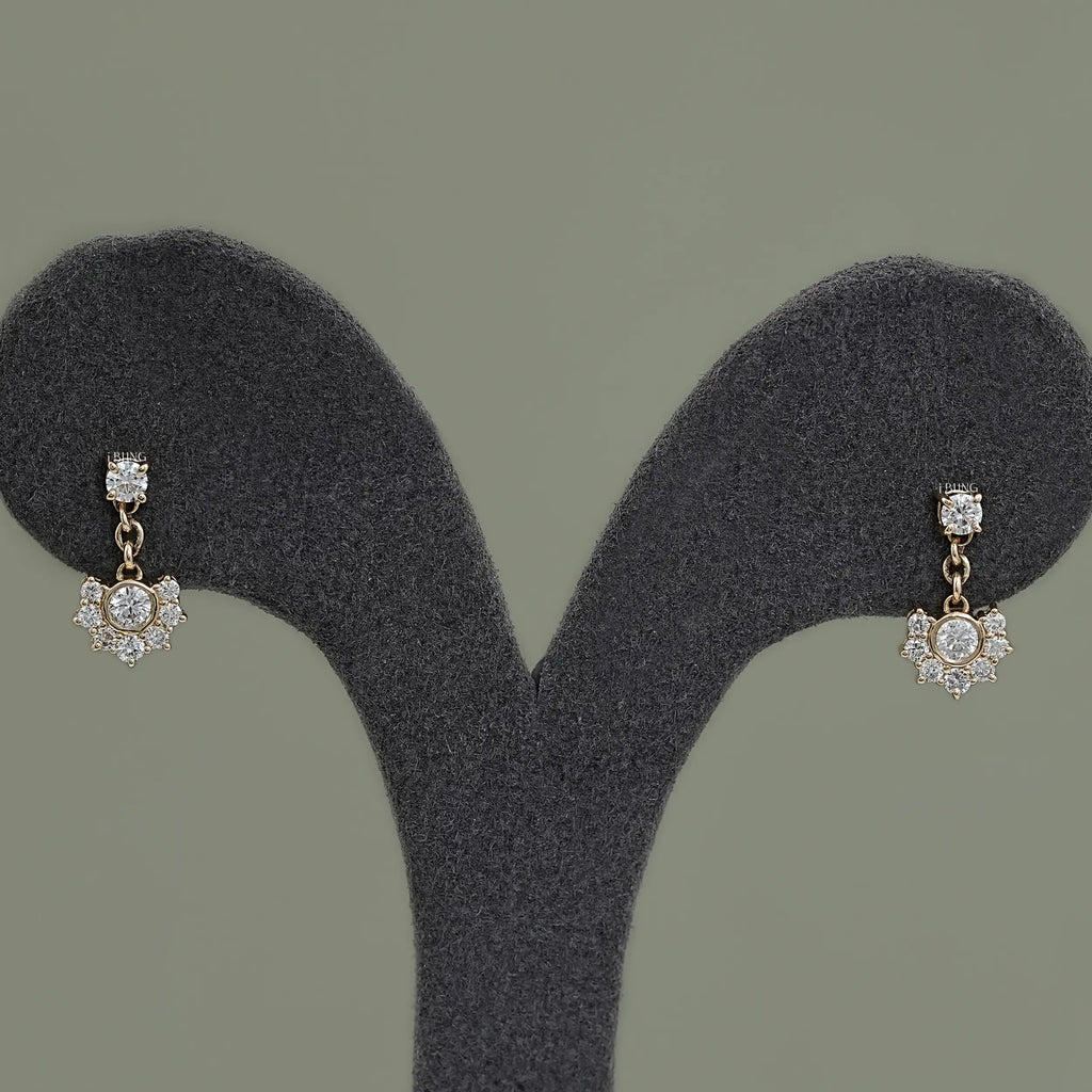 Round Cut Lab Diamond Cluster Drop Earrings