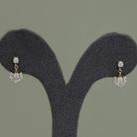 Round Cut Lab Diamond Cluster Drop Earrings