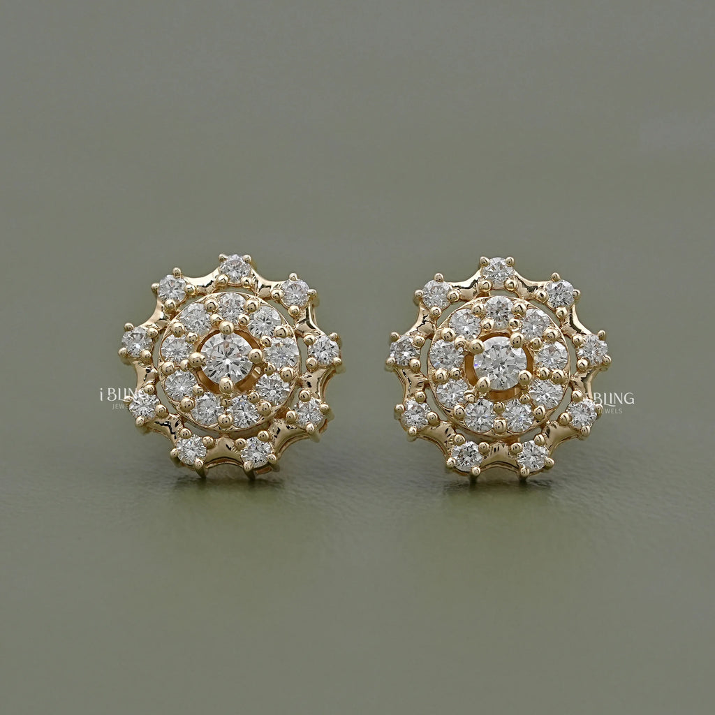 Round Lab Diamond Double Halo Stud Earrings