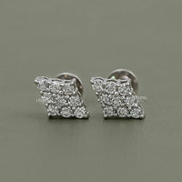 Round Diamond Cluster Stud Earrings