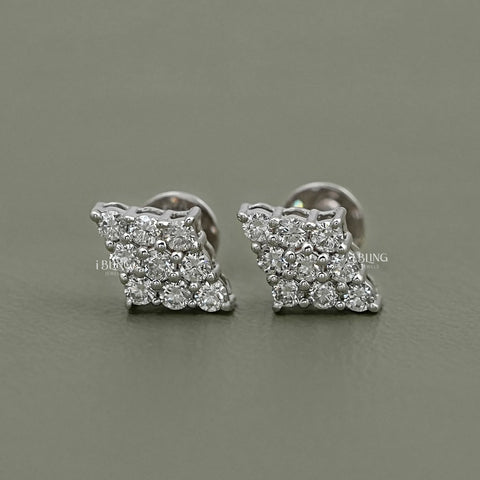 Round Diamond Cluster Stud Earrings