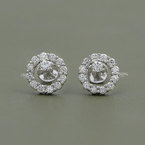 Open Circle Round Diamond Stud Earrings