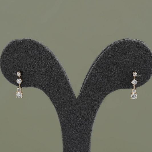 Round Lab Diamond Drop Dangle Earrings