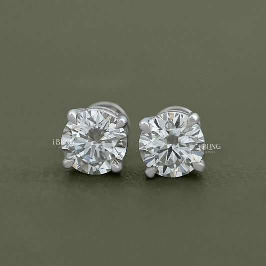 Round Lab Diamond Stud Earrings