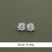 Round Cut Lab Grown Diamond Solitaire Stud Earrings