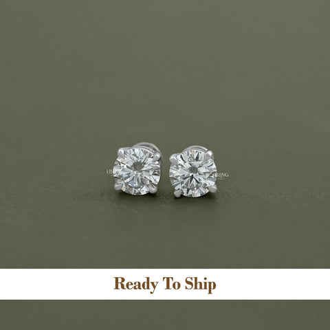 Round Cut Lab Grown Diamond Solitaire Stud Earrings