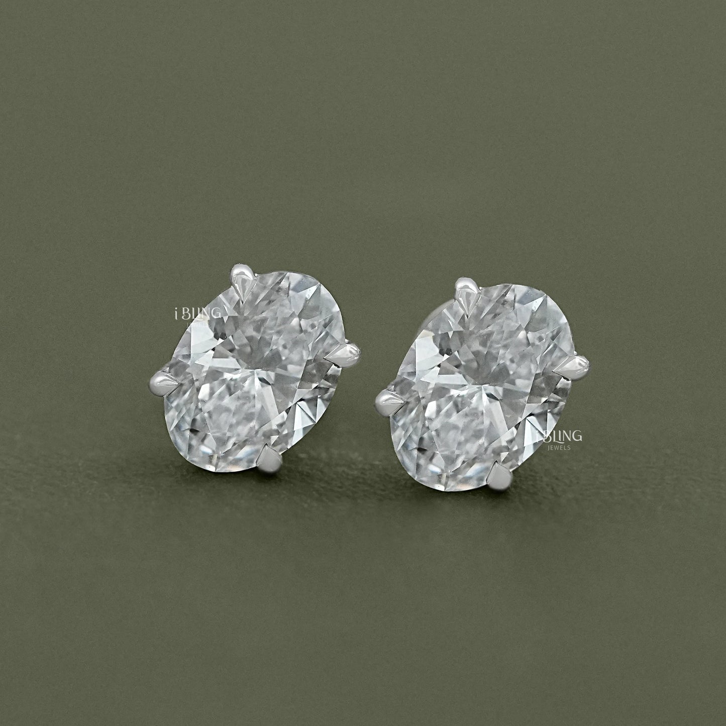 Oval Lab Diamond Stud Earrings Solitaire Stud
