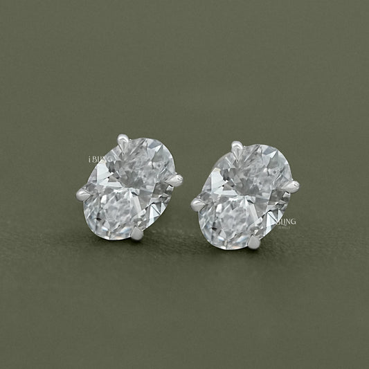Oval Lab Diamond Stud Earrings