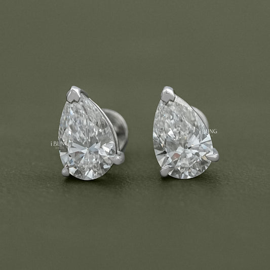 Pear Lab Diamond Stud Earrings