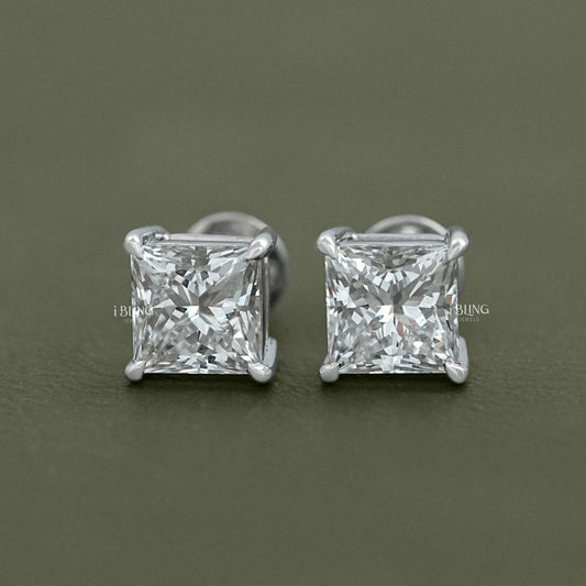 Lab Diamond Princess Stud Earrings