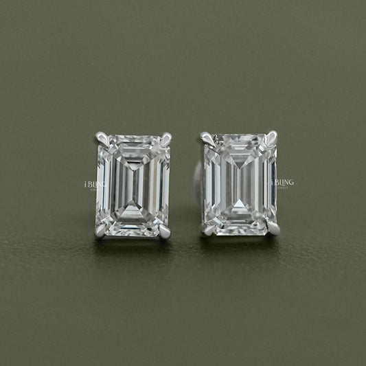 Emerald Lab Diamond Stud Earrings