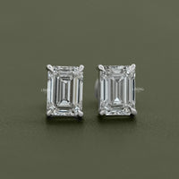 Emerald Lab Diamond Stud Earrings