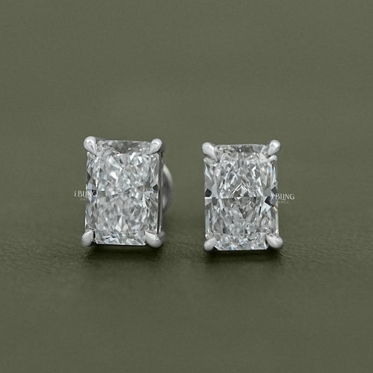 Radiant Lab Diamond Stud Earrings