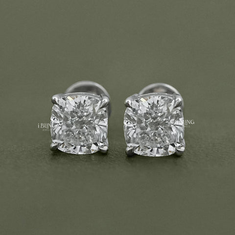 Square Cushion Lab Diamond Stud Earrings