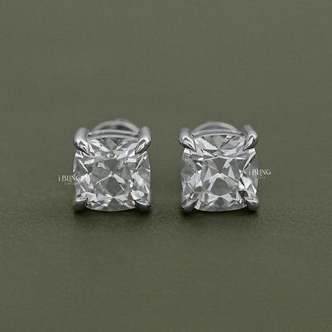 Square Old Mine Cushion Lab Diamond Stud Earrings