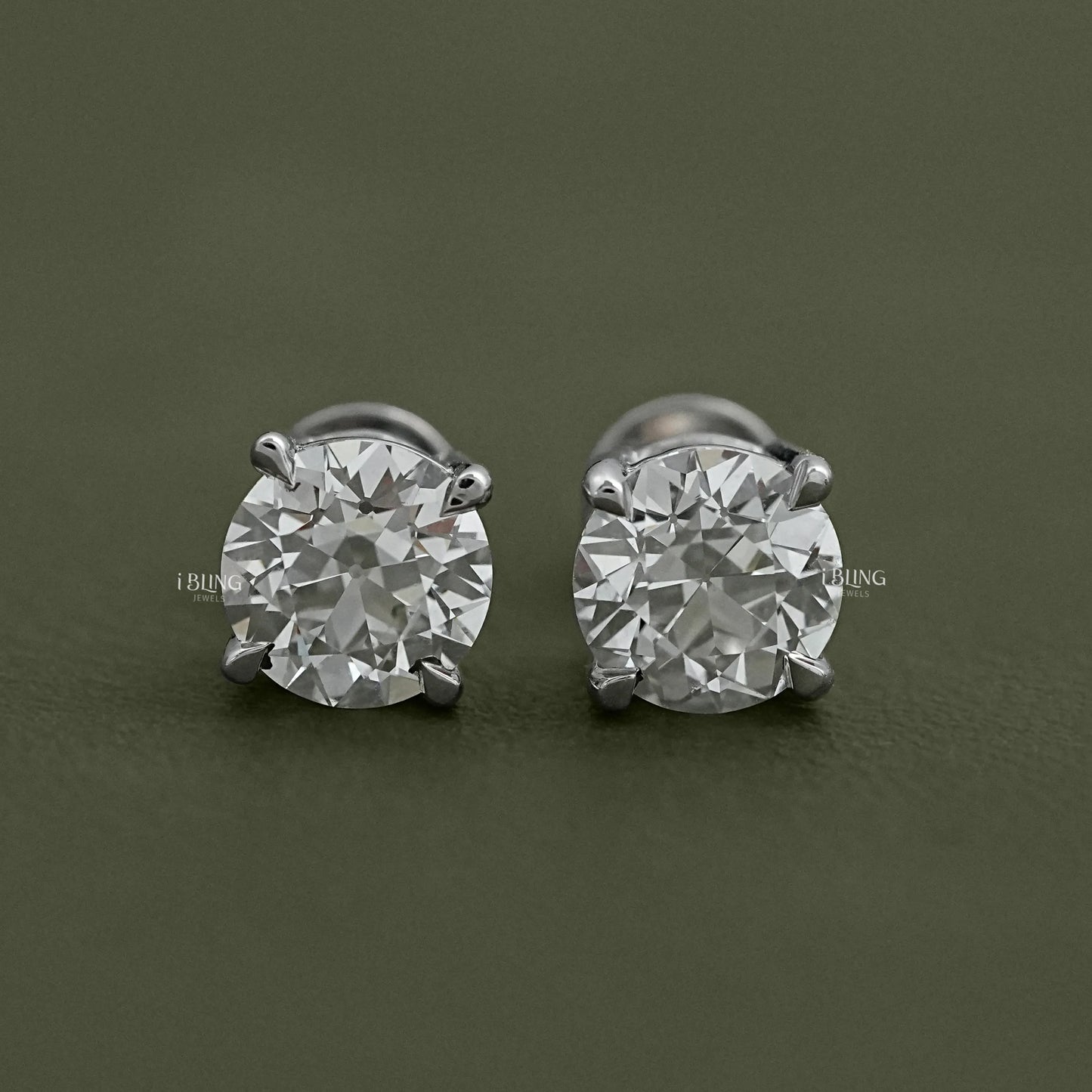 Old European Round Cut Stud Earrings