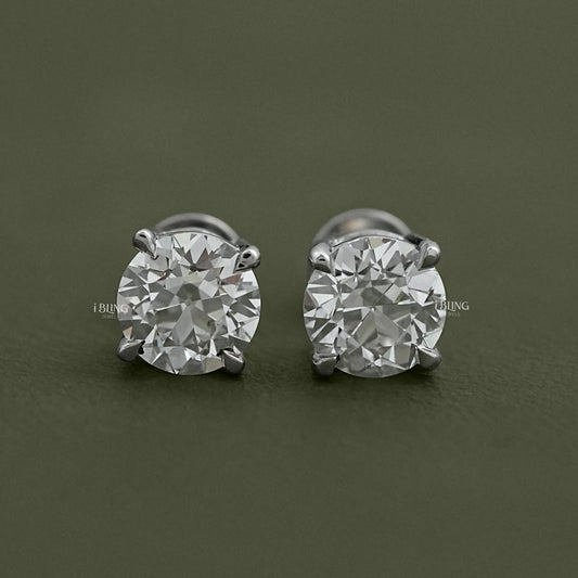 Old European Round Cut Stud Earrings