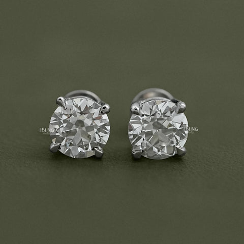 Old European Round Cut Stud Earrings