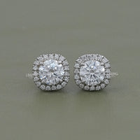 Round Cut Lab Diamond Halo Stud Earrings