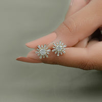 Round Lab Diamond Cluster Set Stud Earrings