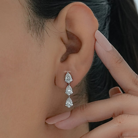 Pear Cut Lab Grown Diamond Dangle Drop Earrings