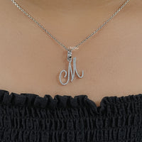 Round Cut Lab Grown Diamond M Letter Pendant