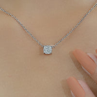 Square Cushion Lab Grown Diamond Solitaire Pendant Necklace
