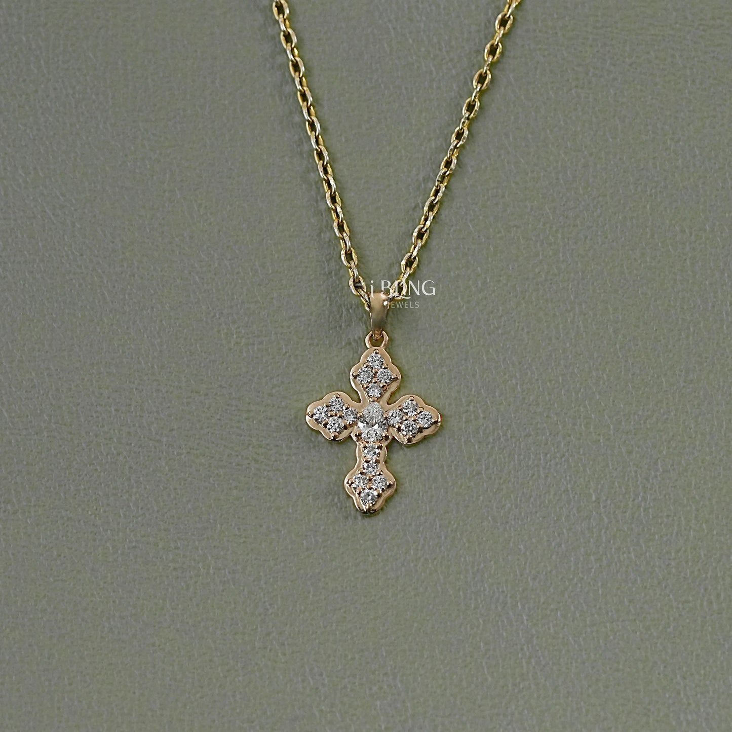 Pear Cut Lab Grown Diamond Cross Pendant Pendants