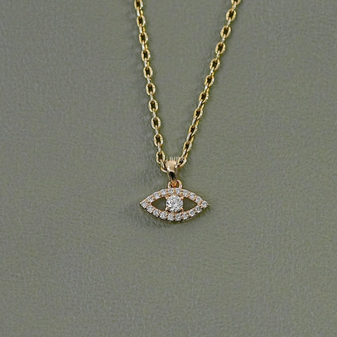 Round Cut Lab Diamond Evil Eye Pendant