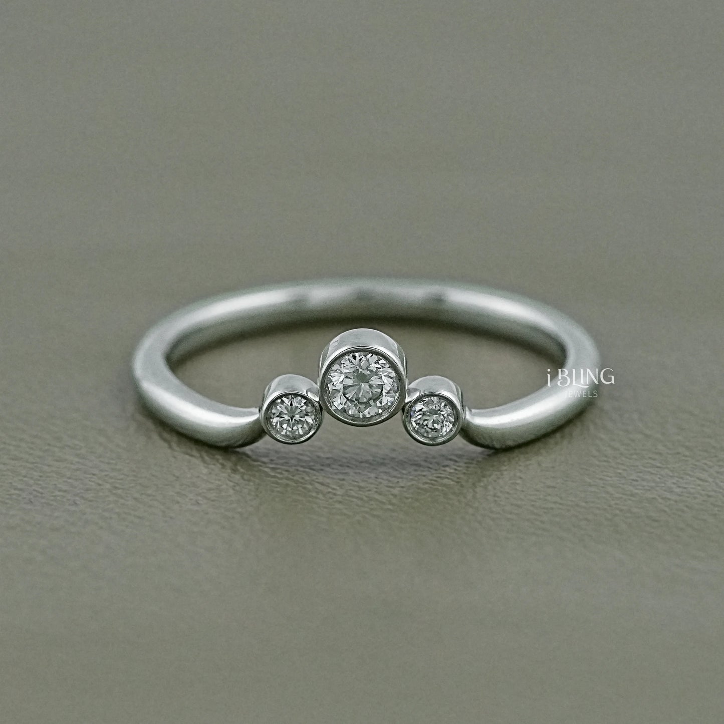 Round Lab Grown Diamond Three Stone Ring