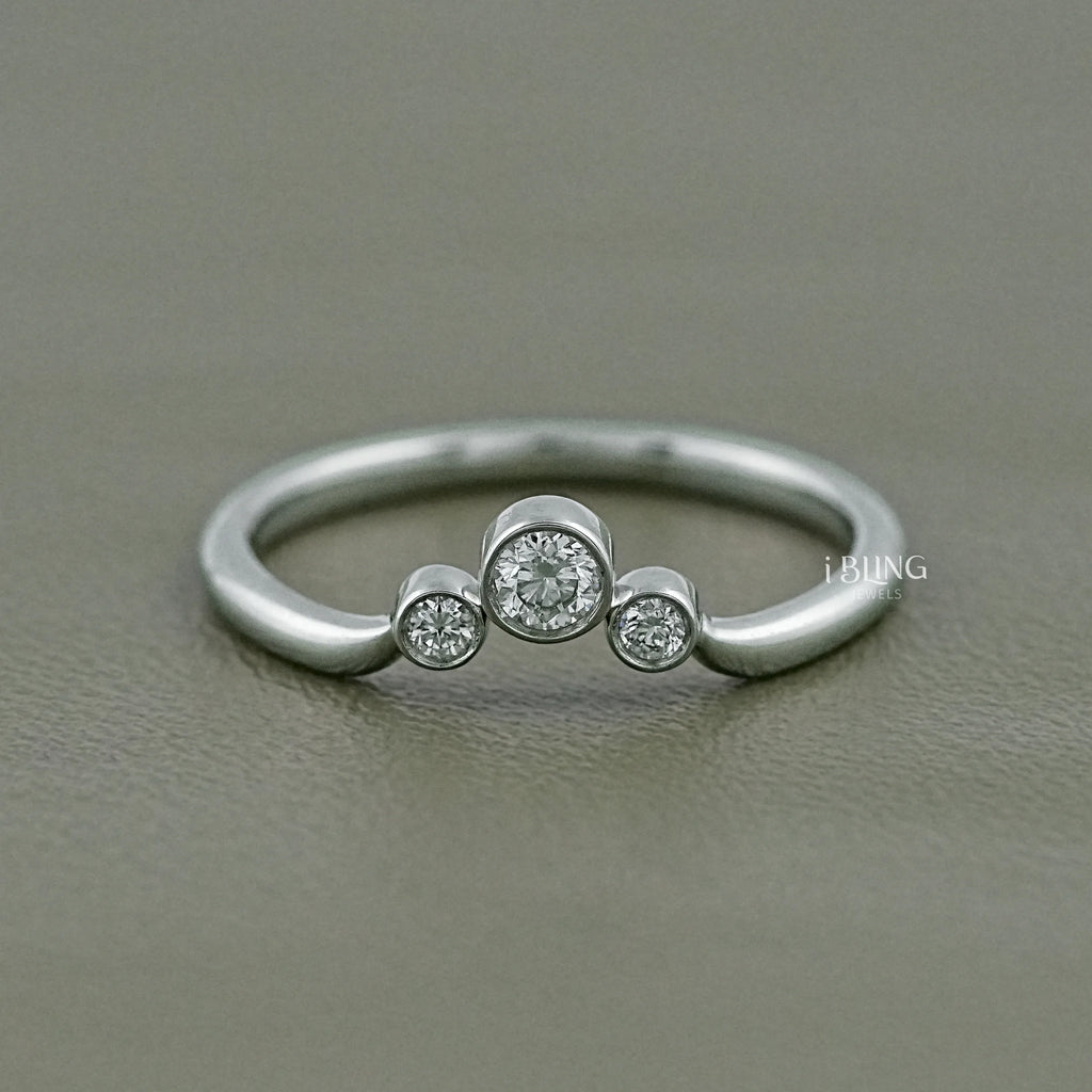 Round Lab Grown Diamond Three Stone Ring