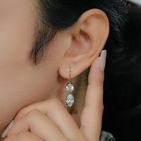 Round & Marquise Lab Diamond Dangle Drop Earrings