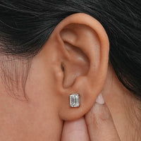 Emerald Cut Lab Grown Diamond Screw Back Earrings