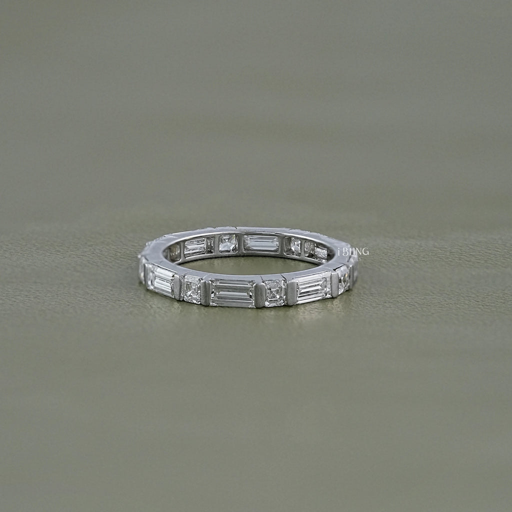 East West Baguette Diamond Tension Set Eternity Band