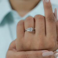 Pear Cut Lab Diamond Solitaire Engagement Ring