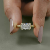 Radiant Cut East West Half Bezel Set Engagement Ring