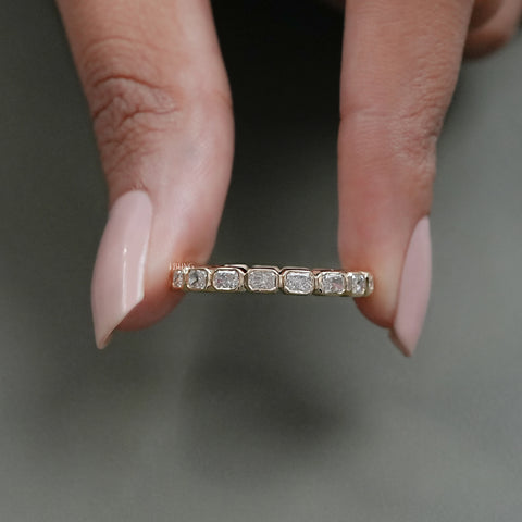 Radiant Cut Lab Grown Diamond Full Eternity Wedding Band
