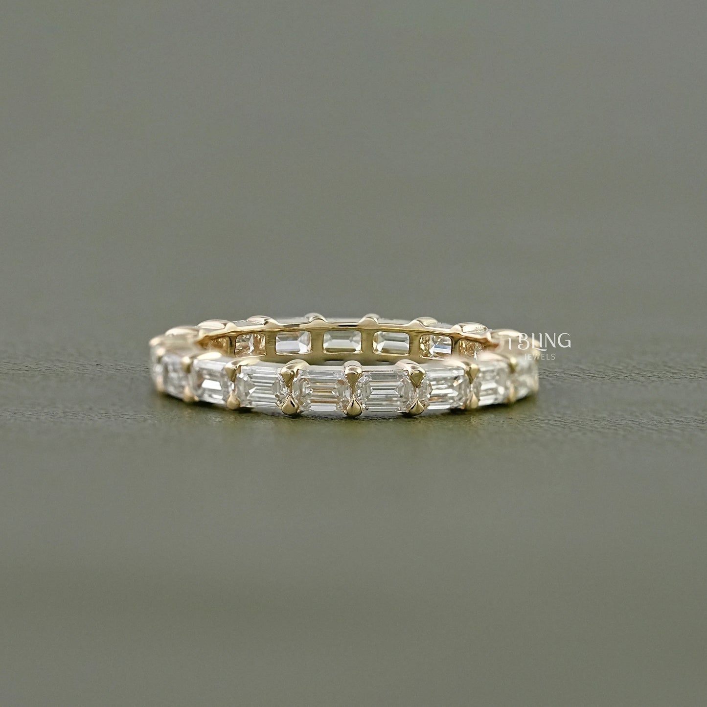 East West Emerald Cut Eternity Wedding Band