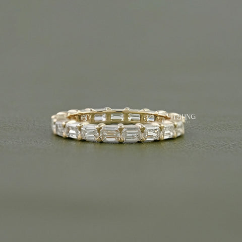 East West Emerald Cut Eternity Wedding Band
