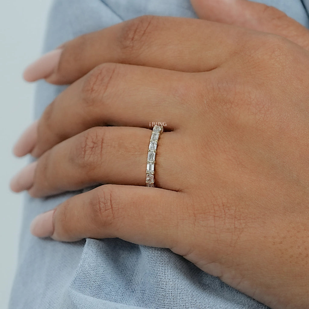 East West Emerald Cut Eternity Wedding Band