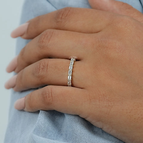 East West Emerald Cut Eternity Wedding Band