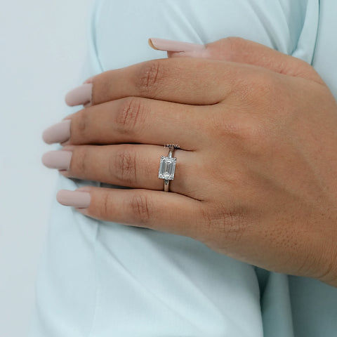 Emerald Cut Lab Grown Diamond Solitaire Engagement Ring