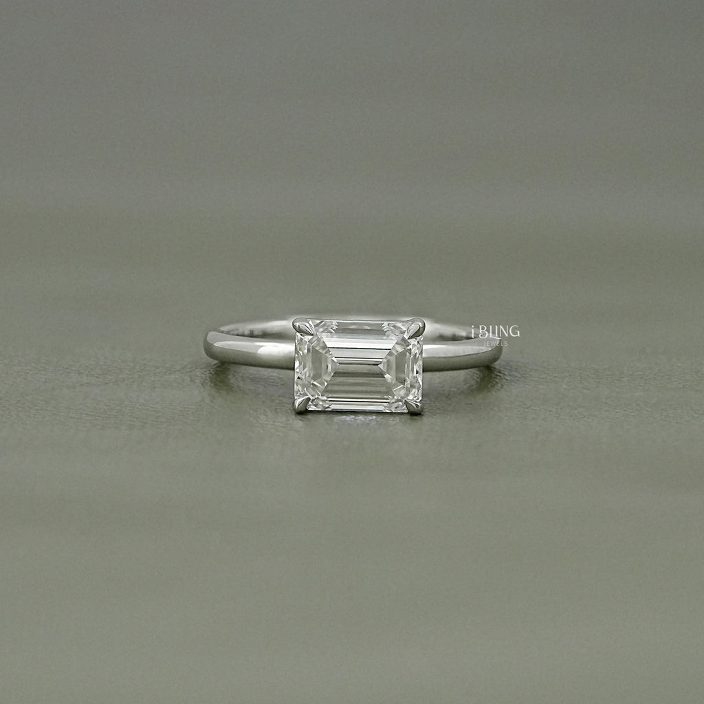 Emerald Cut Lab Grown Diamond Solitaire Engagement Ring