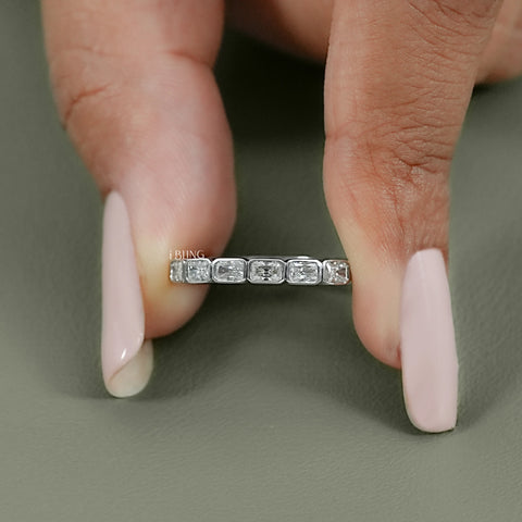Radiant Lab Diamond Bezel Set Wedding Band