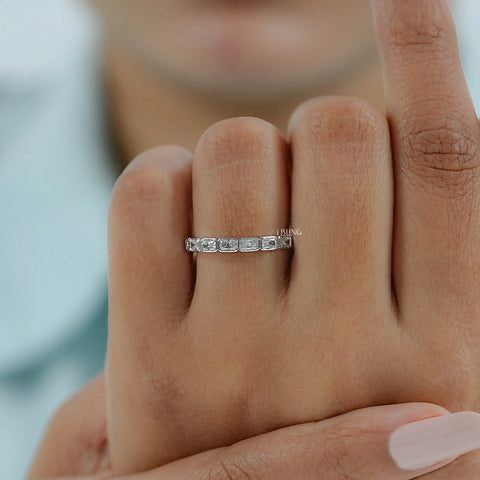 Radiant Lab Diamond Bezel Set Wedding Band